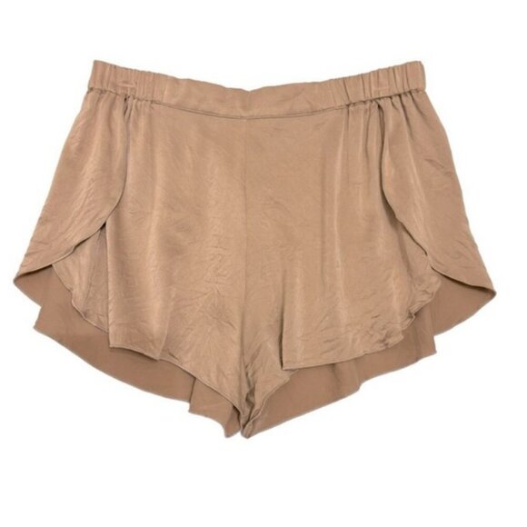 Lunya Women's Tan 100% Silk Washable Pajama Lounge Shorts Lightweight - Picture 1 of 4